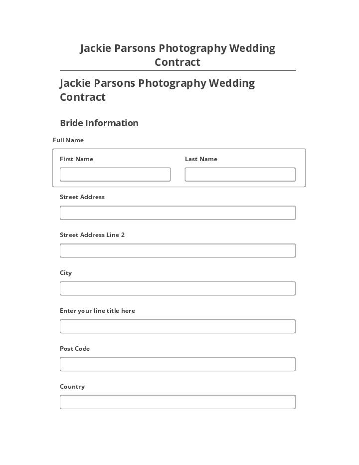 Arrange Jackie Parsons Photography Wedding Contract in Microsoft Dynamics