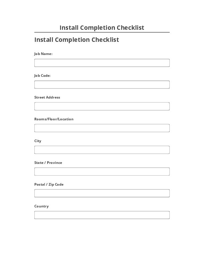 Synchronize Install Completion Checklist with Salesforce