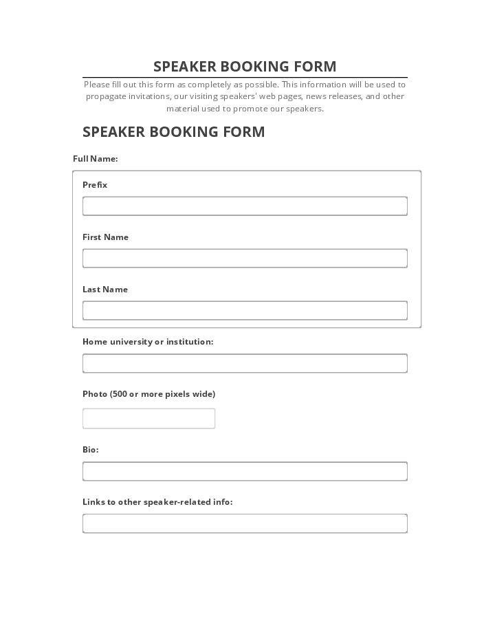 Update SPEAKER BOOKING FORM from Microsoft Dynamics