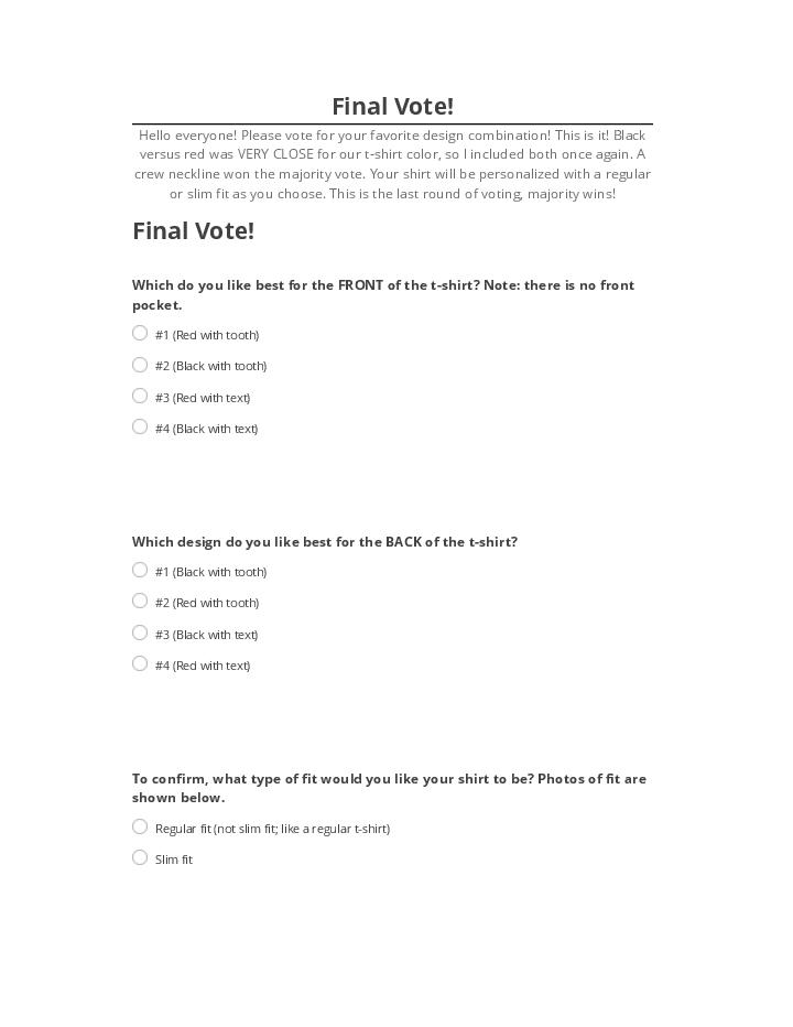 Synchronize Final Vote! with Netsuite
