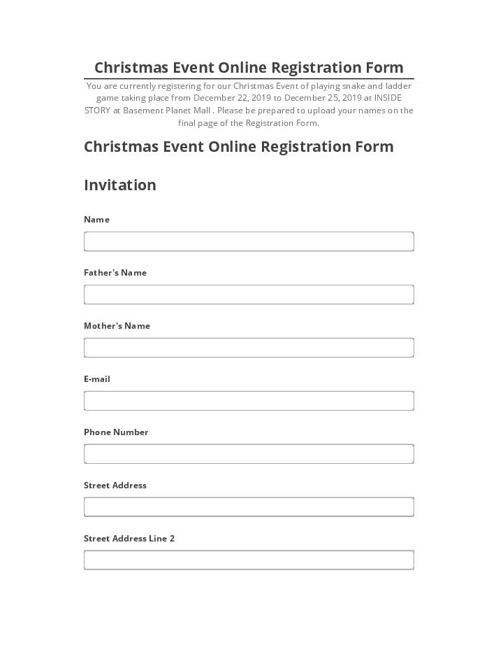 Update Christmas Event Online Registration Form from Microsoft Dynamics