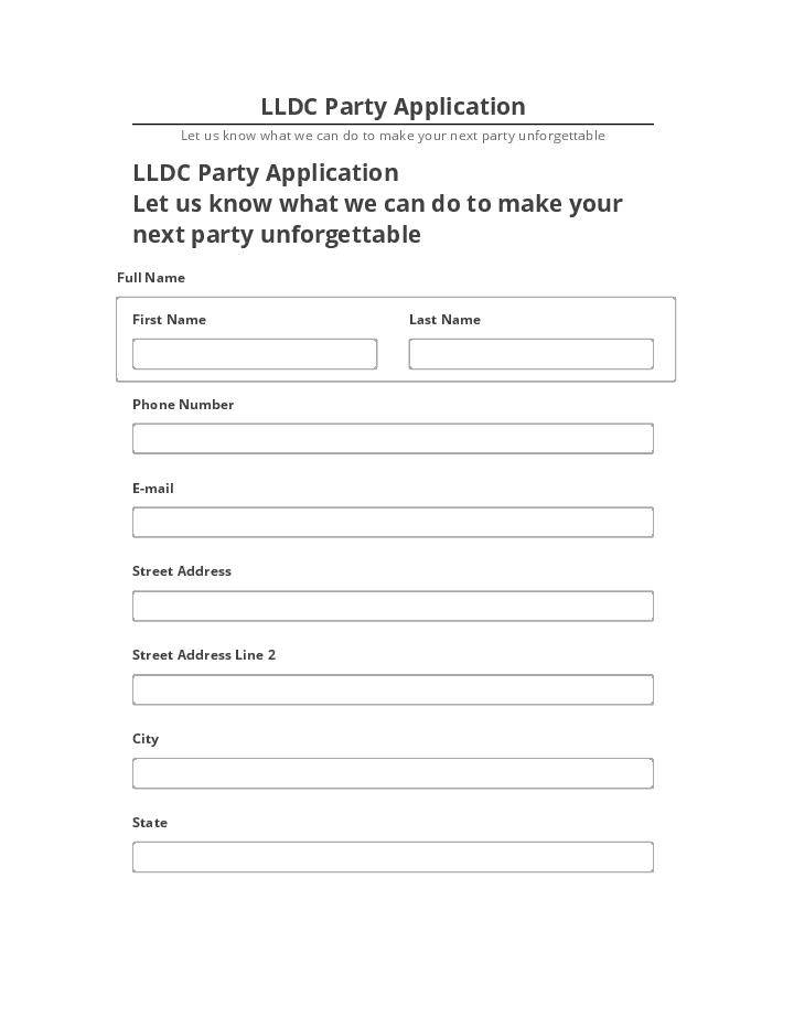 Pre-fill LLDC Party Application from Netsuite