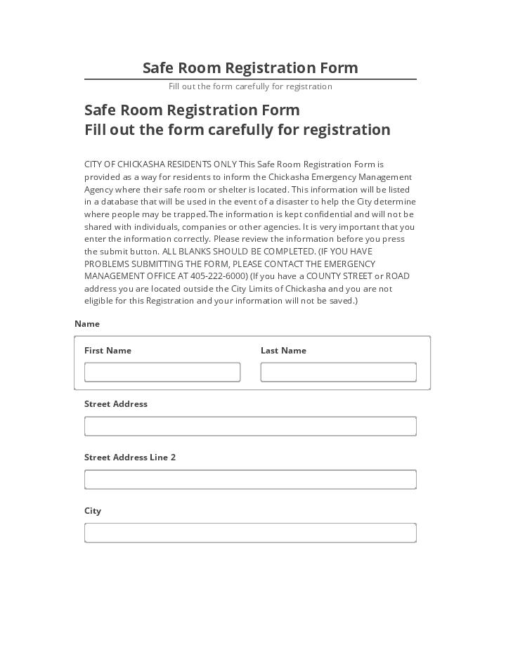 Pre-fill Safe Room Registration Form from Salesforce