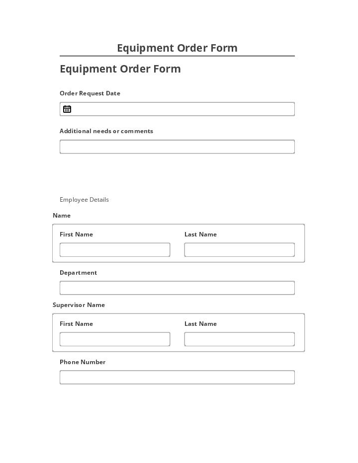 Synchronize Equipment Order Form with Microsoft Dynamics