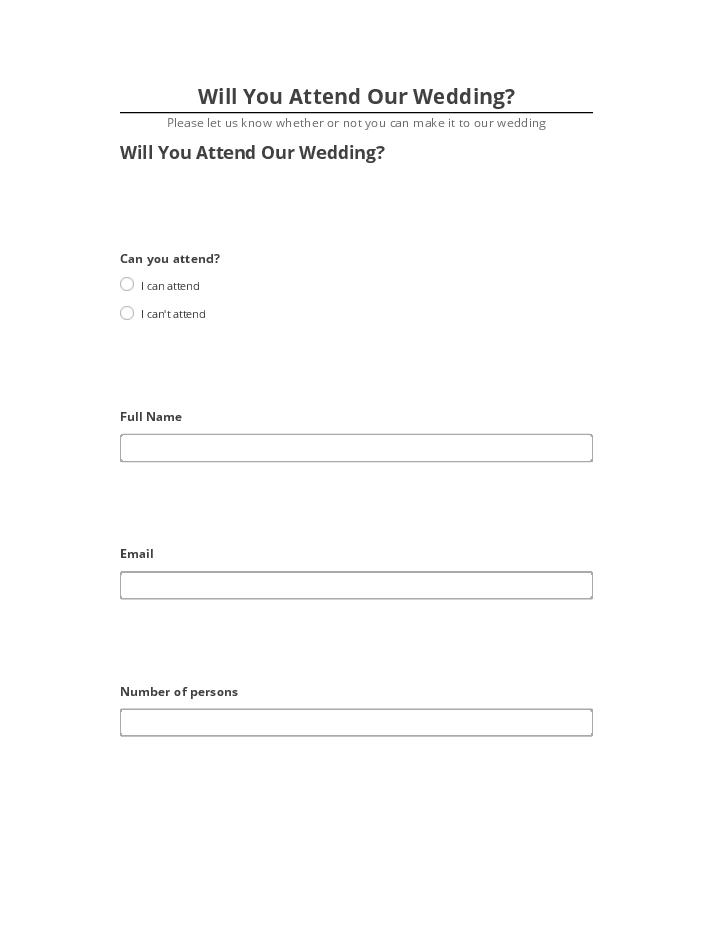 Pre-fill Will You Attend Our Wedding? from Netsuite