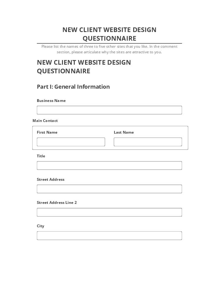 Extract NEW CLIENT WEBSITE DESIGN QUESTIONNAIRE from Netsuite