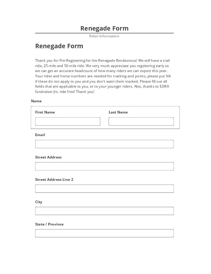 Arrange Renegade Form in Salesforce