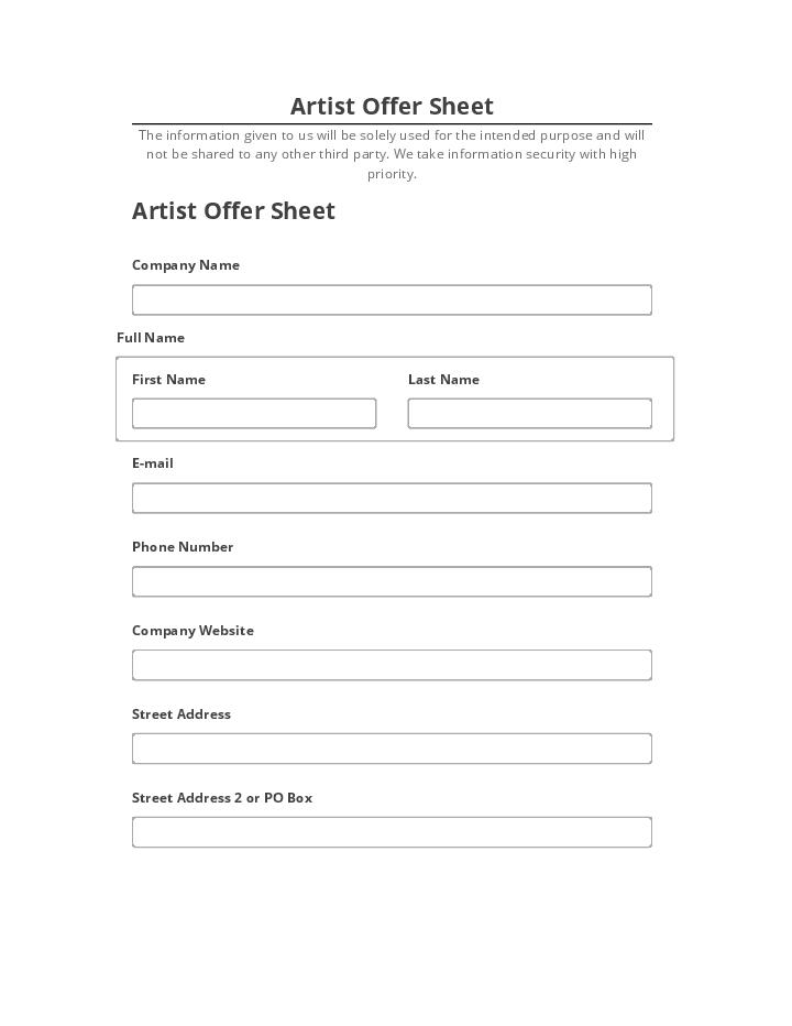 Synchronize Artist Offer Sheet with Microsoft Dynamics