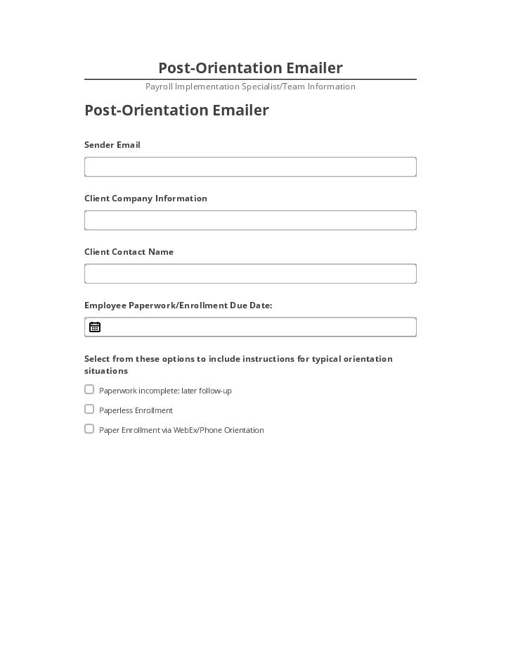 Incorporate Post-Orientation Emailer in Microsoft Dynamics