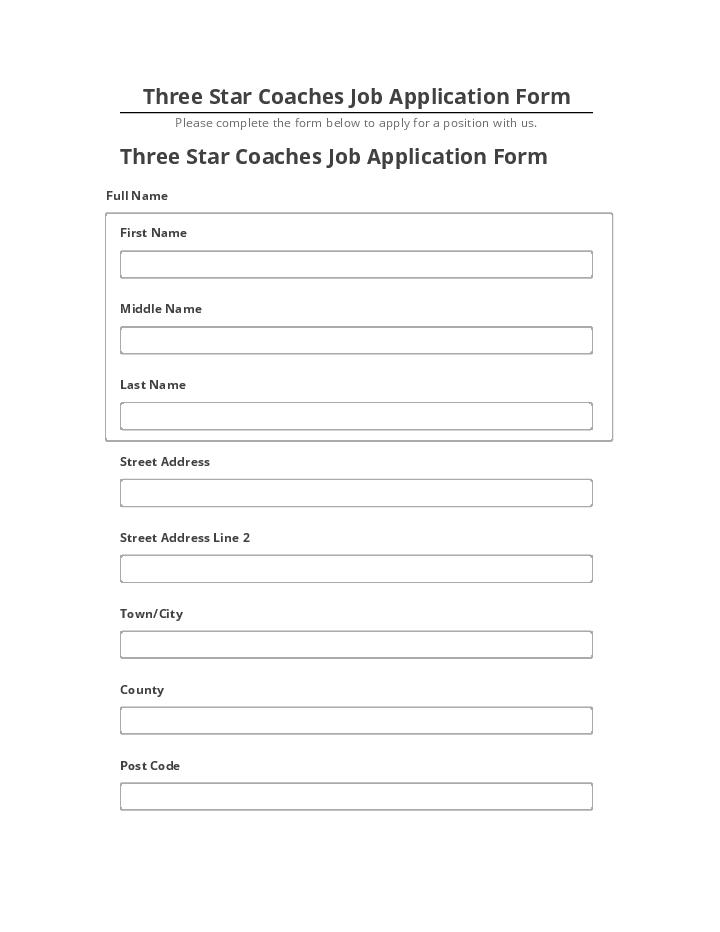 Pre-fill Three Star Coaches Job Application Form from Microsoft Dynamics