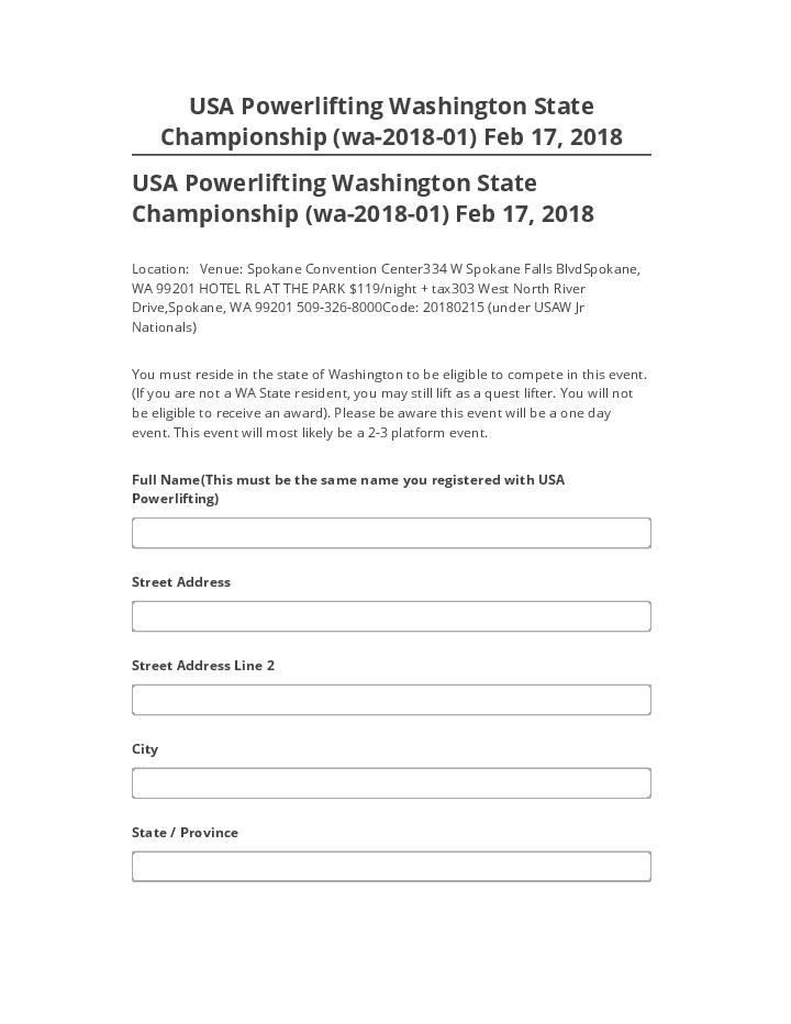 Update USA Powerlifting Washington State Championship (wa-2018-01) Feb 17, 2018