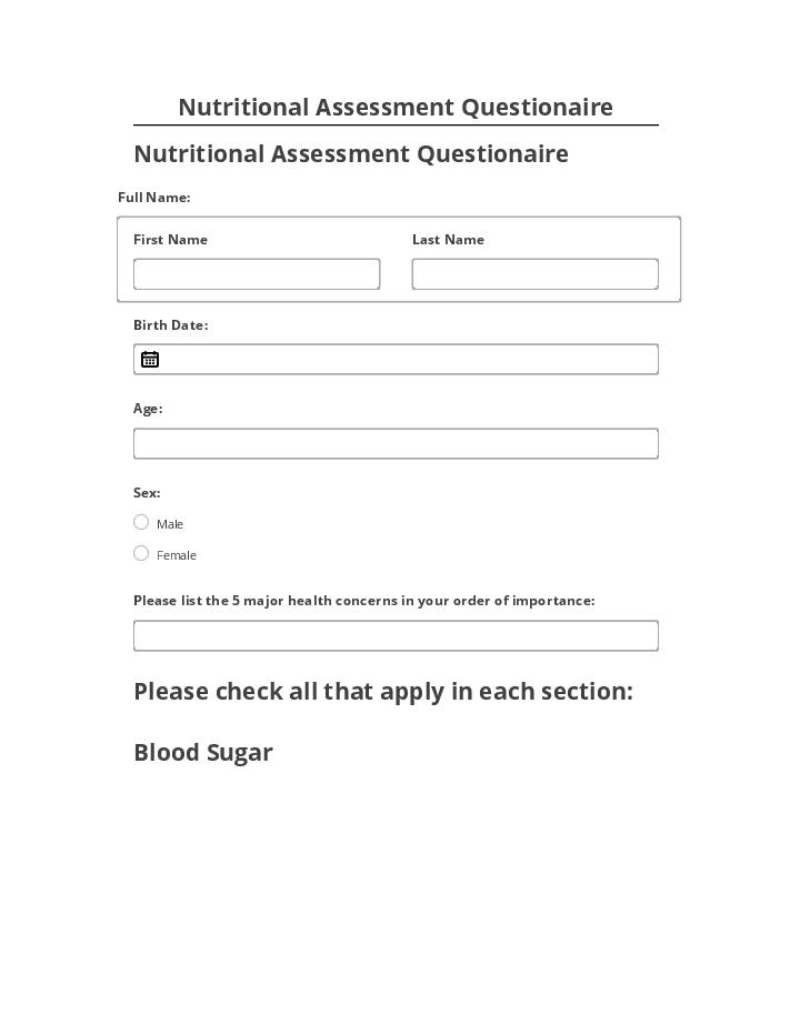 Pre-fill Nutritional Assessment Questionaire from Microsoft Dynamics