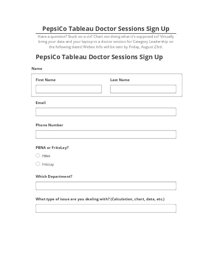 Synchronize PepsiCo Tableau Doctor Sessions Sign Up with Microsoft Dynamics