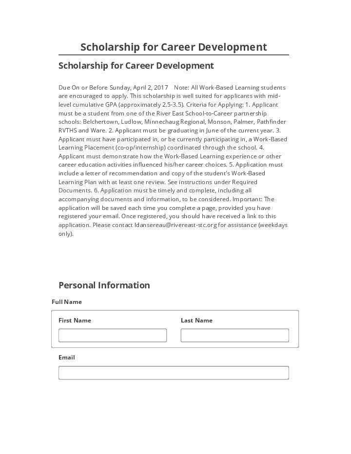 Update Scholarship for Career Development from Netsuite
