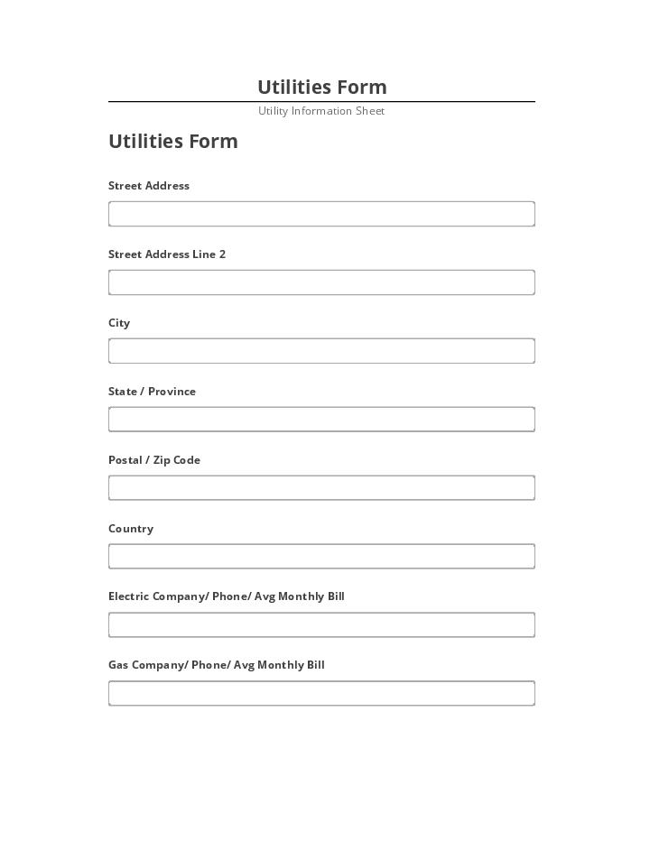 Pre-fill Utilities Form