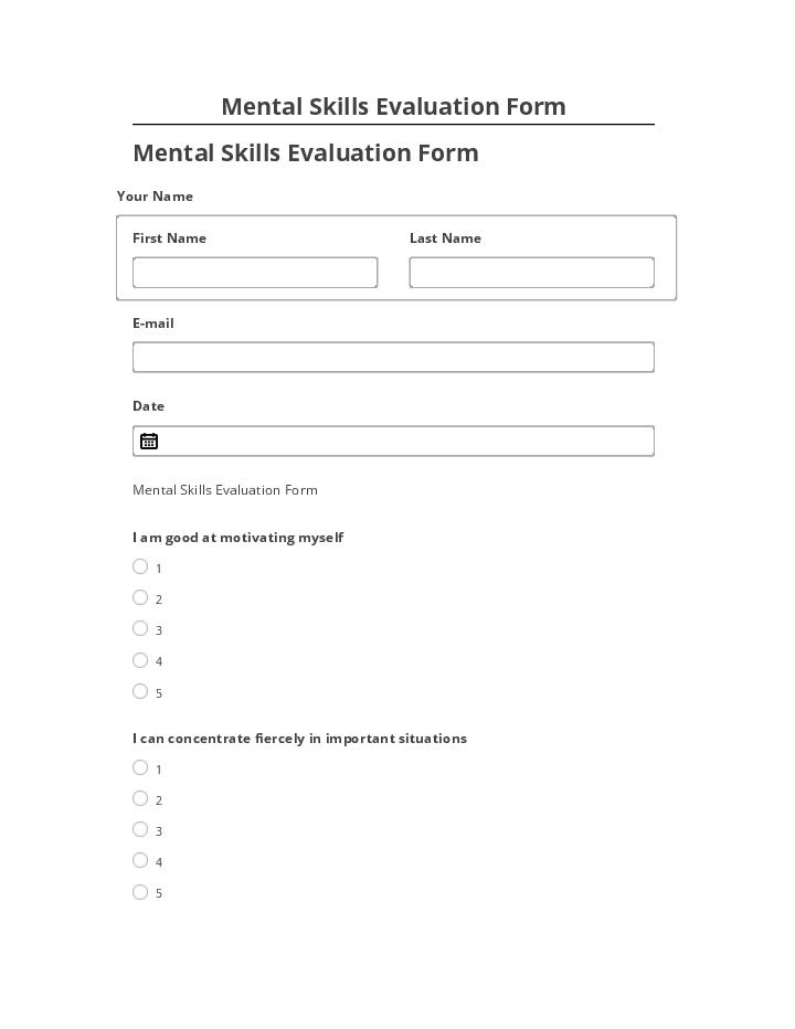 Arrange Mental Skills Evaluation Form in Netsuite