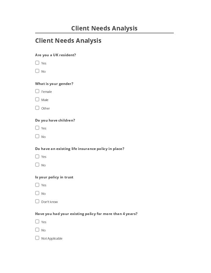 Manage Client Needs Analysis