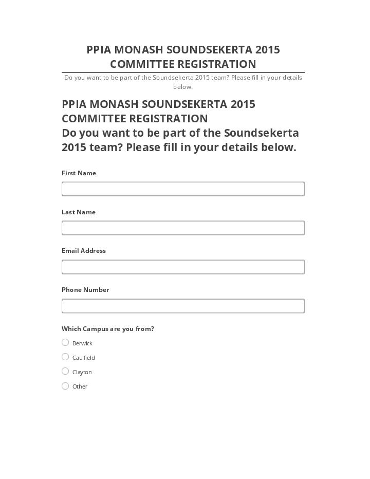 Arrange PPIA MONASH SOUNDSEKERTA 2015 COMMITTEE REGISTRATION in Netsuite