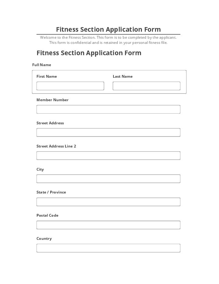 Arrange Fitness Section Application Form in Salesforce