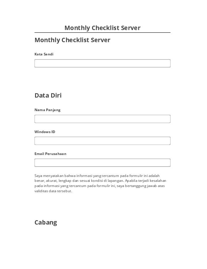 Pre-fill Monthly Checklist Server from Microsoft Dynamics