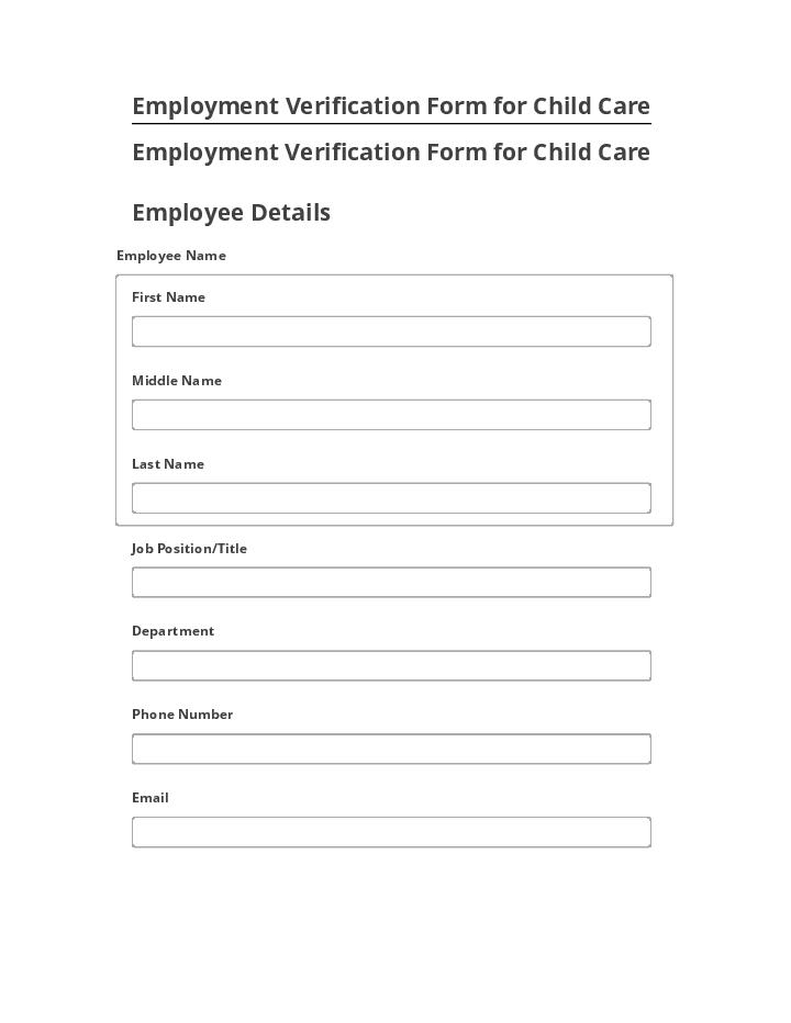 Synchronize Employment Verification Form for Child Care with Netsuite