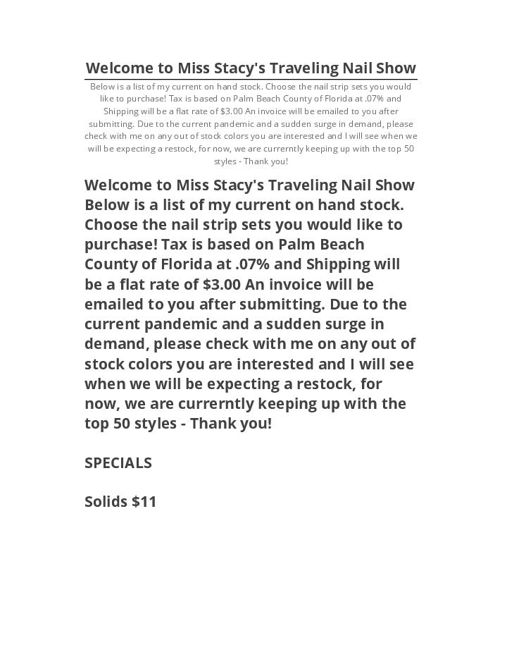 Update Welcome to Miss Stacy's Traveling Nail Show