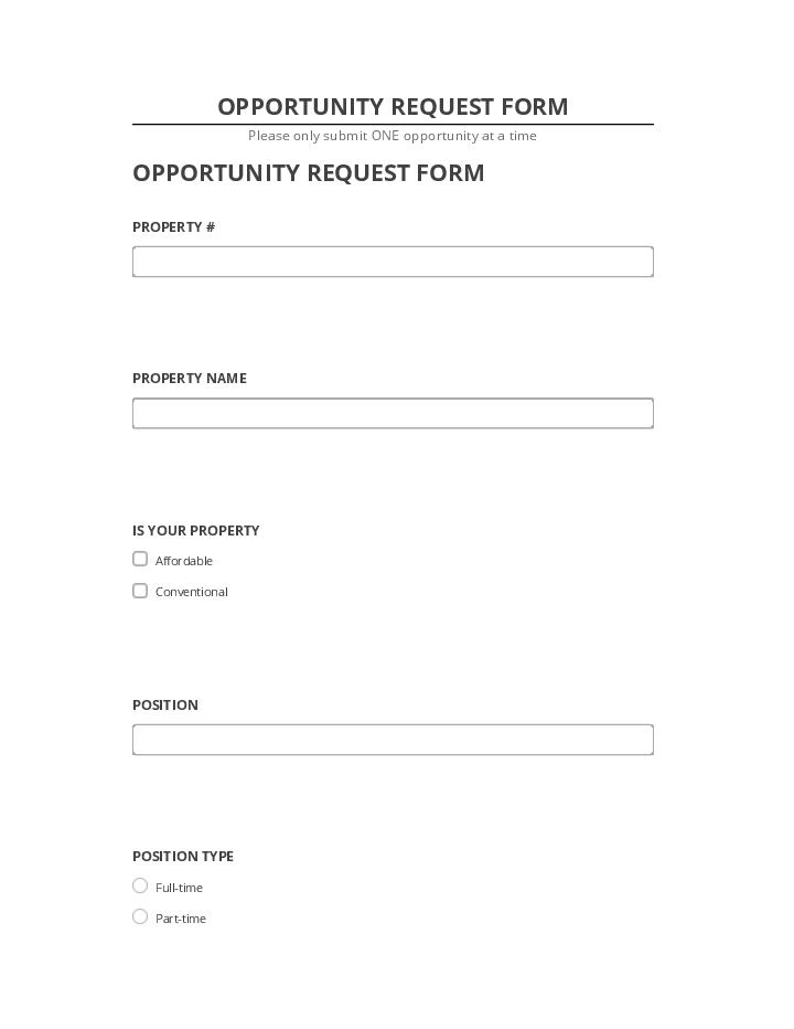 Incorporate OPPORTUNITY REQUEST FORM in Netsuite