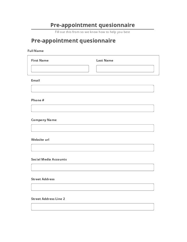 Arrange Pre-appointment quesionnaire in Salesforce
