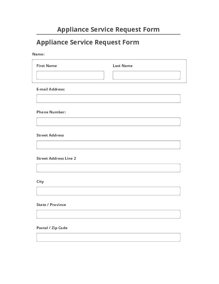 Update Appliance Service Request Form from Salesforce