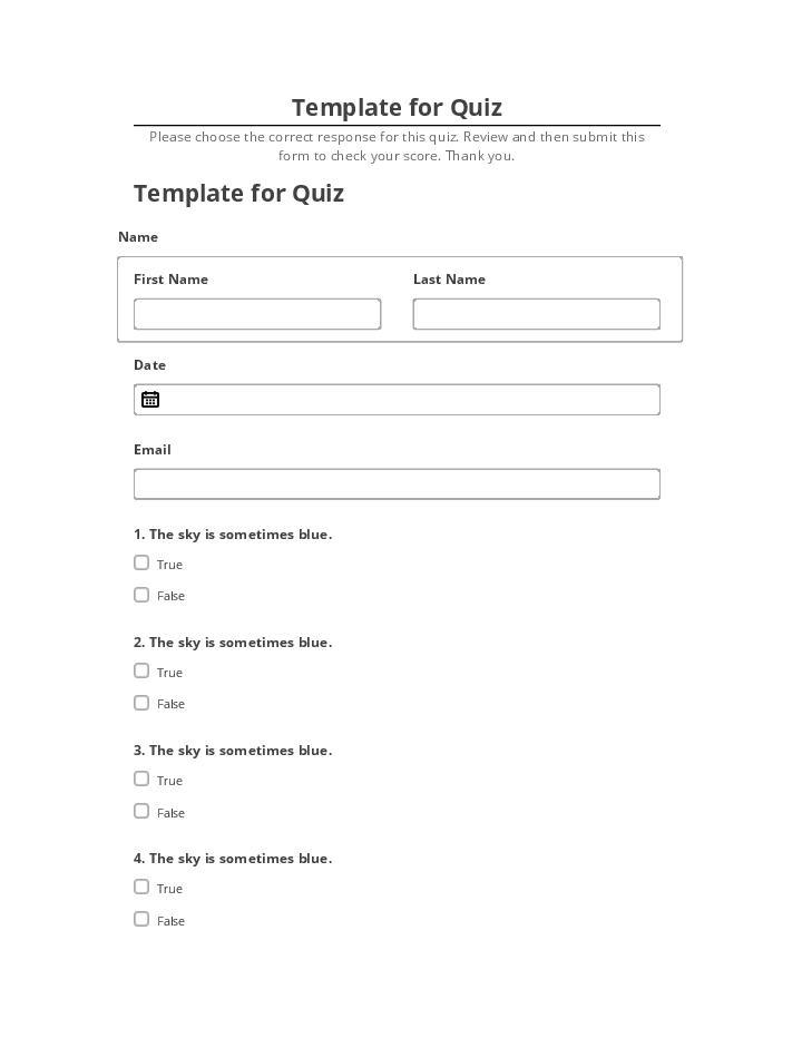 Integrate Template for Quiz