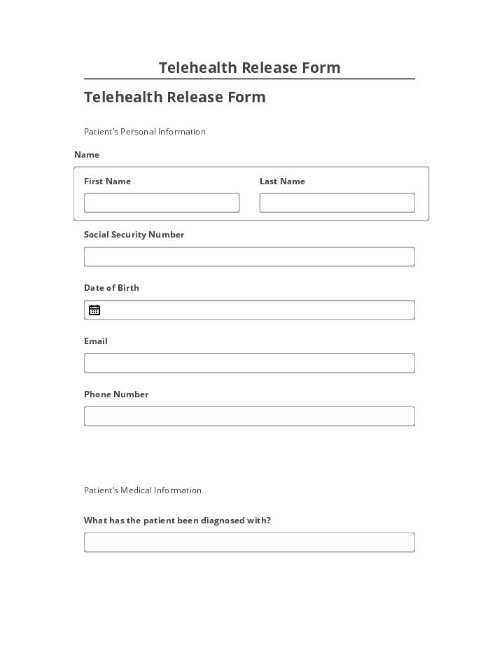 Export Telehealth Release Form to Netsuite