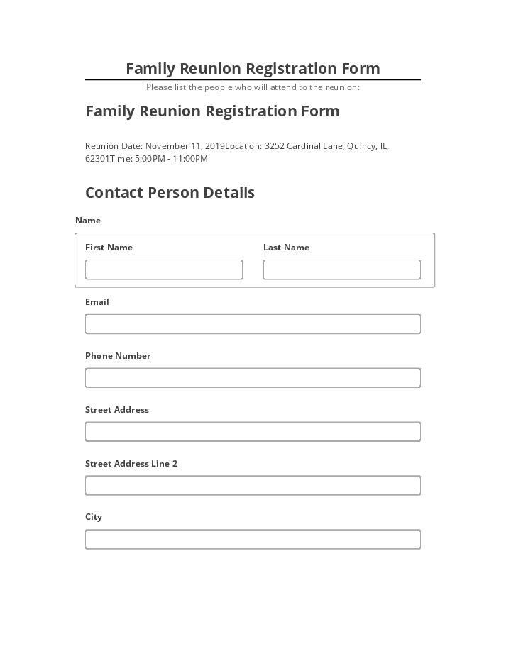 Archive Family Reunion Registration Form to Salesforce