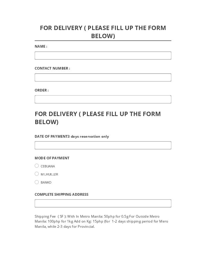 Archive FOR DELIVERY ( PLEASE FILL UP THE FORM BELOW)