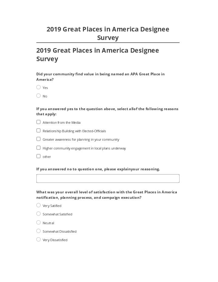 Extract 2019 Great Places in America Designee Survey from Salesforce