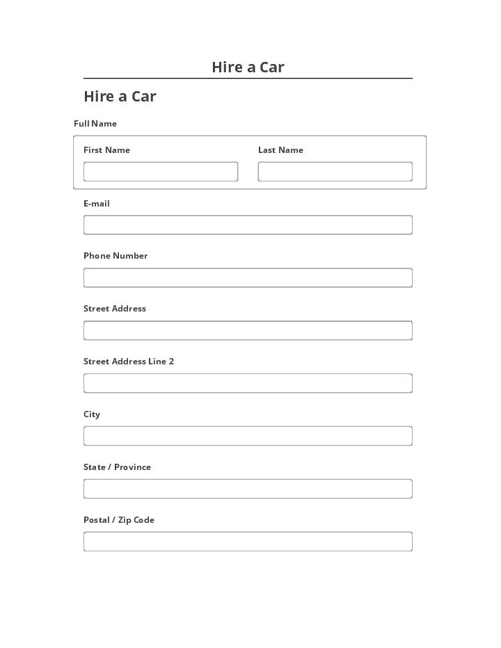 Export Hire a Car to Salesforce