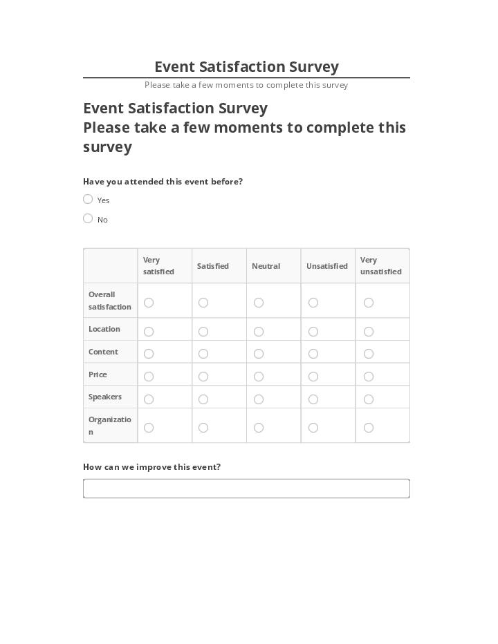 Export Event Satisfaction Survey to Salesforce