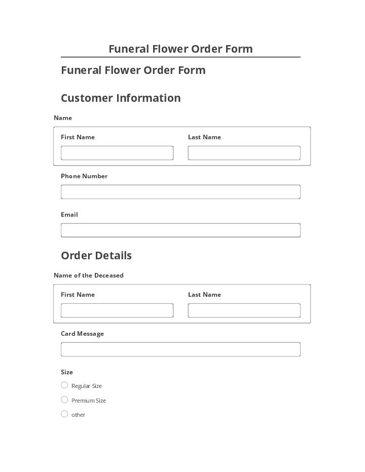 Manage Funeral Flower Order Form