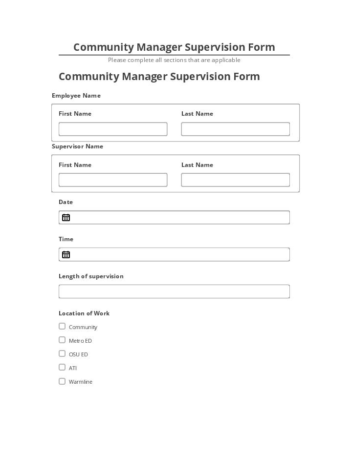 Arrange Community Manager Supervision Form in Netsuite