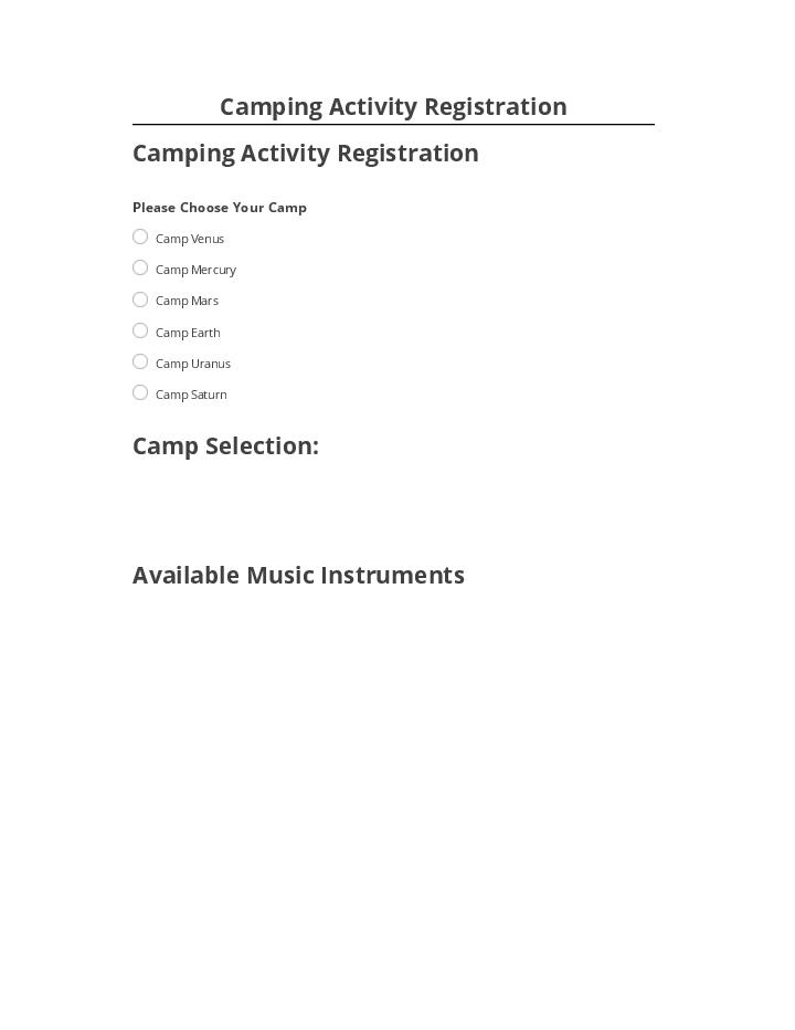 Extract Camping Activity Registration
