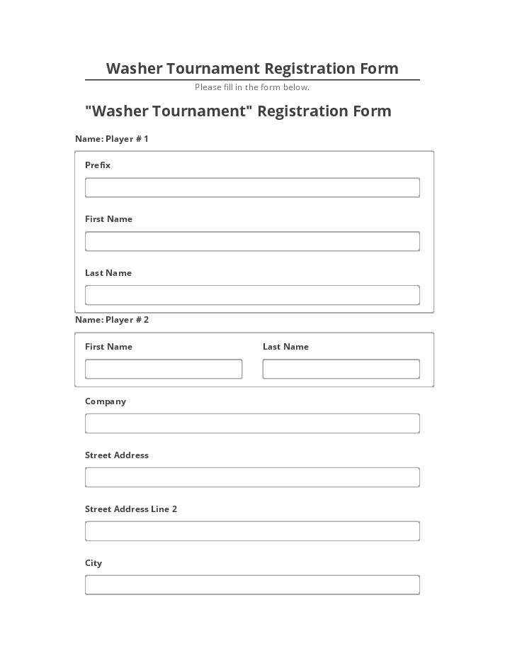 Arrange Washer Tournament Registration Form in Netsuite