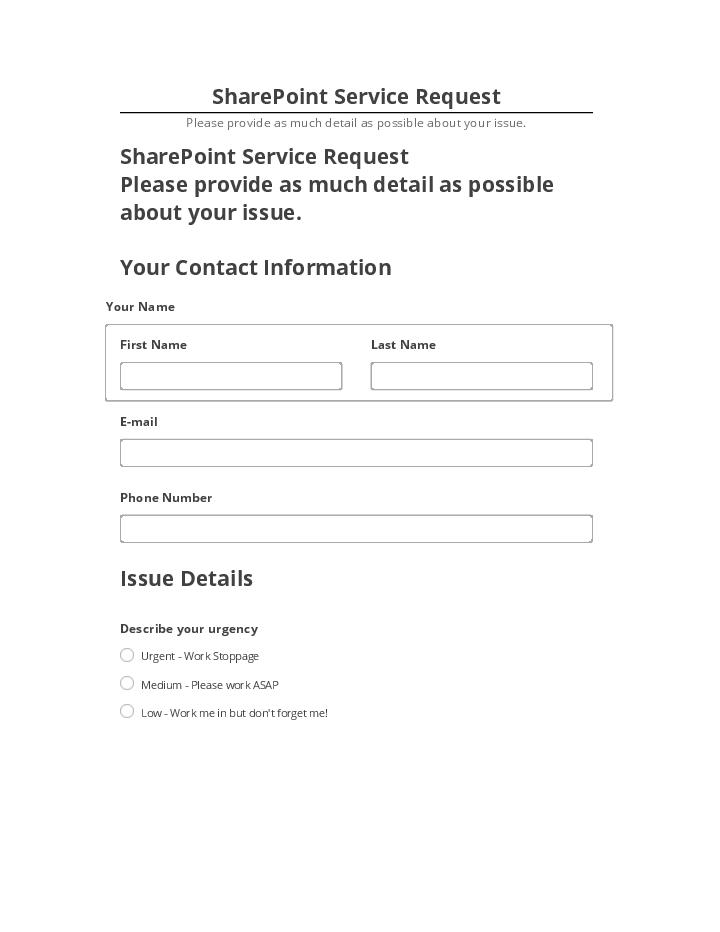 Export SharePoint Service Request to Netsuite