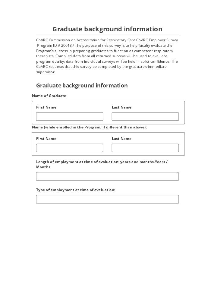 Update Graduate background information