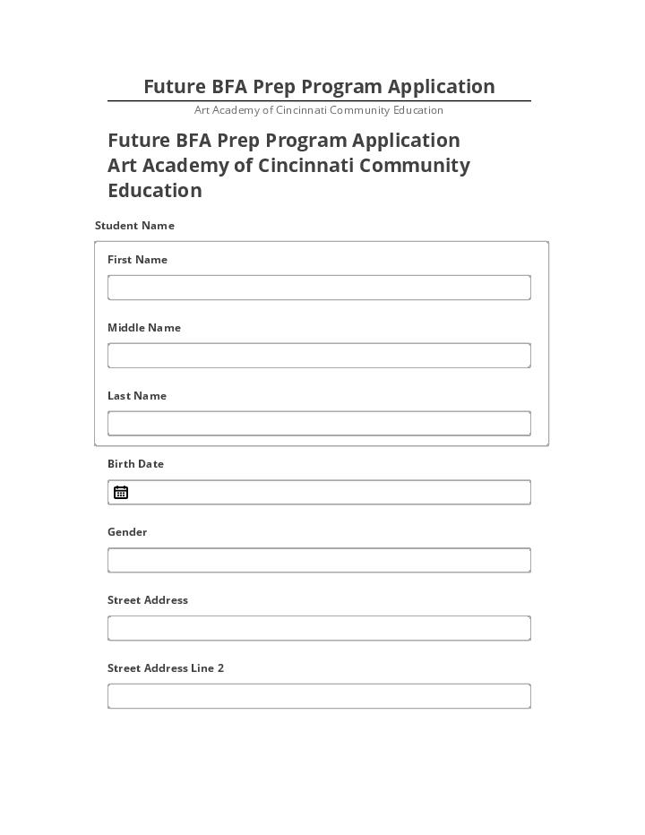Export Future BFA Prep Program Application
