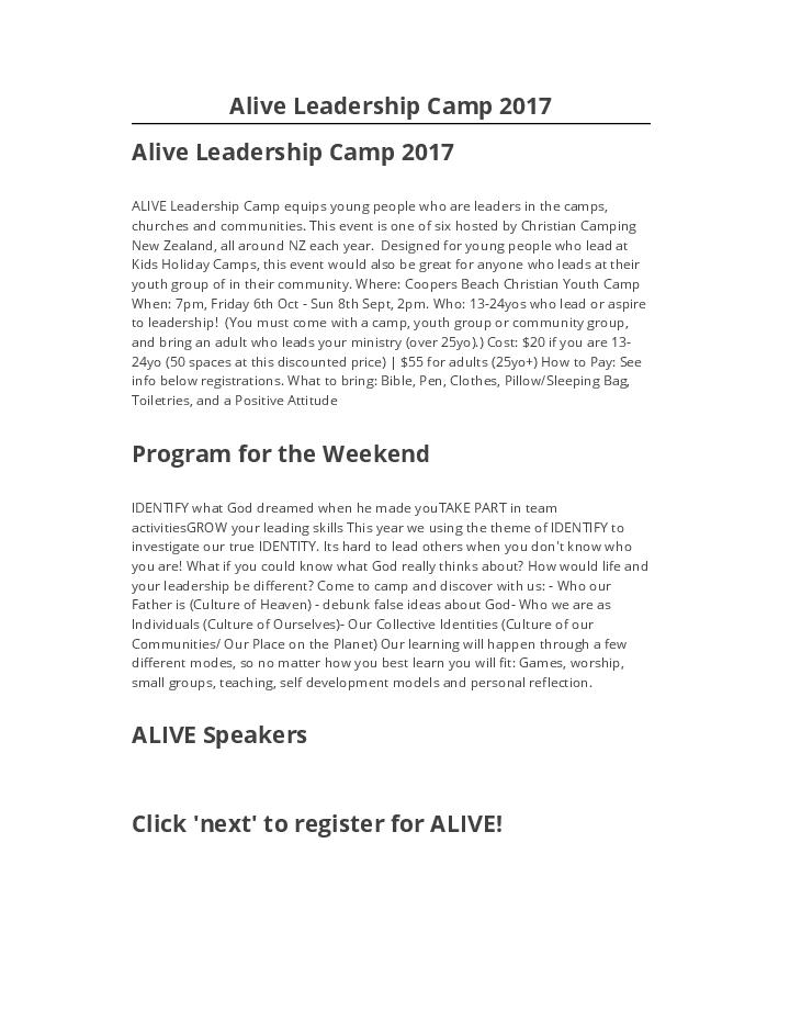 Update Alive Leadership Camp 2017 from Salesforce