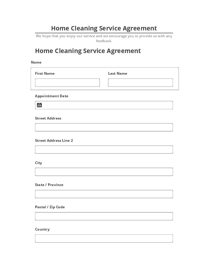 Export Home Cleaning Service Agreement to Salesforce