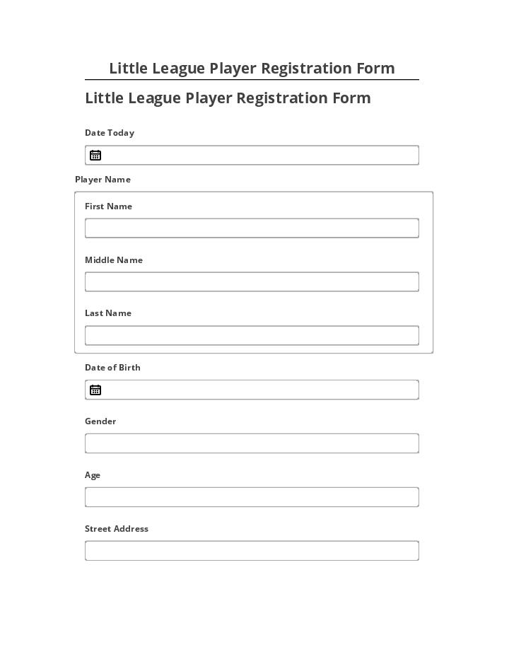 Arrange Little League Player Registration Form in Netsuite