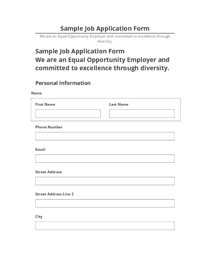 Arrange Sample Job Application Form