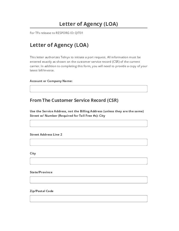 Export Letter of Agency (LOA)