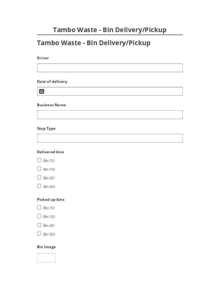 Extract Tambo Waste - Bin Delivery/Pickup from Microsoft Dynamics