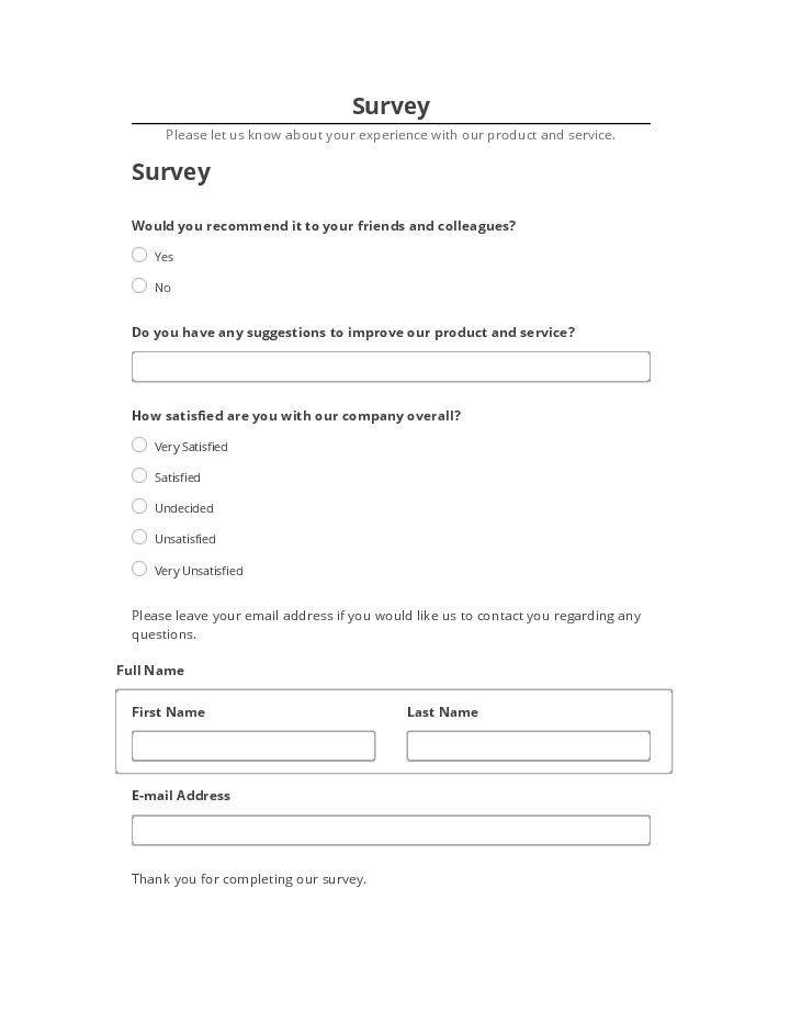 Pre-fill Survey from Netsuite